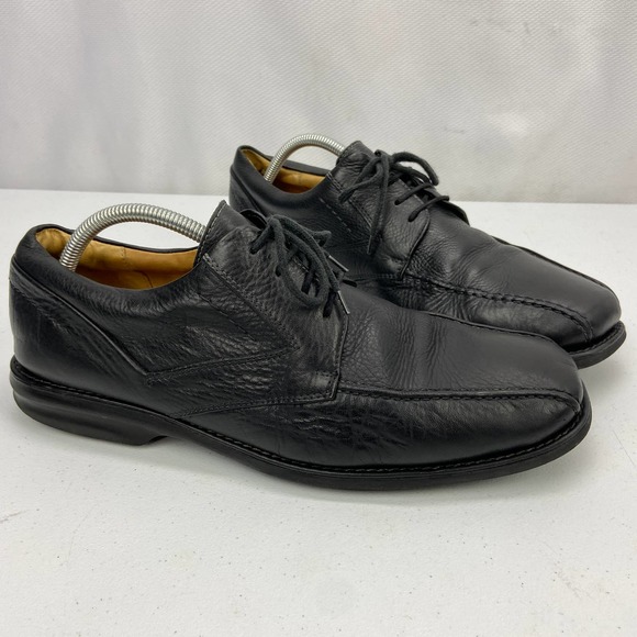 Florsheim Mens Oxfords Shoes Size 11.5 M Black Bicycle Toe Leather Lace Up - Picture 1 of 12
